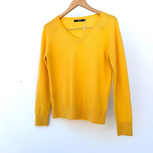 Quince Cashmere V-Neck Sweater Small Bright Yellow Jumper Pullover Colorful - Picture 2 of 7